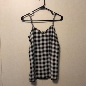 black and white checkered spaghetti strap